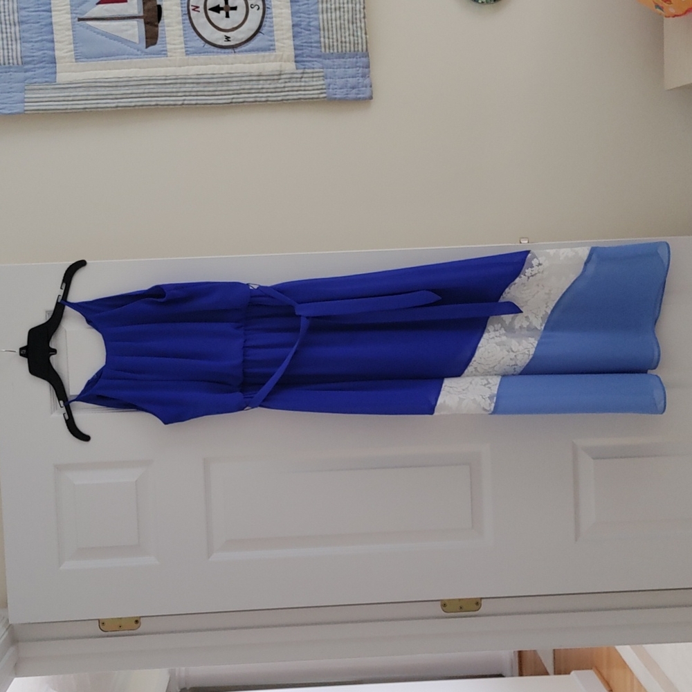 Gorgeous Blue High Neck Maxi Dress